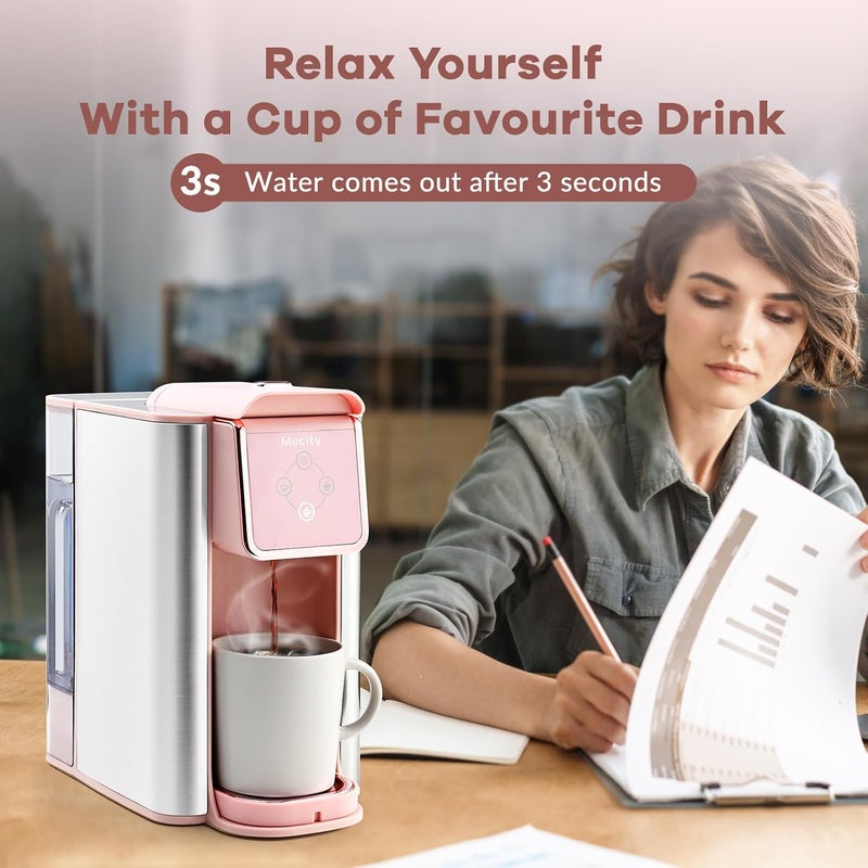 Mecity Pink Coffee Maker 3-in-1 Single Serve Coffee Machine, For Flat Bottom Coffee Capsule, Ground Coffee, 6 to 10 Ounce Cup, Removable 50 Oz Water Reservoir, 120V 1150W - Image 4